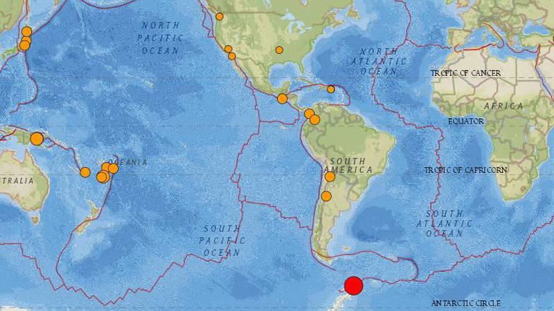 The red dot on the map indicates the area of the earthquake.